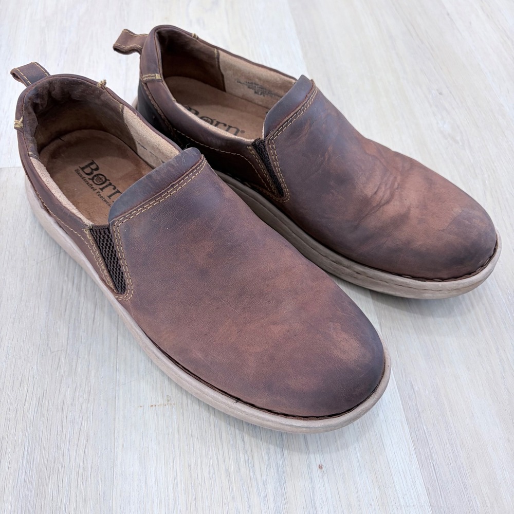 Born Mens Brown Leather Slip On Loafers Shoes BM0015887 Size 11 44
